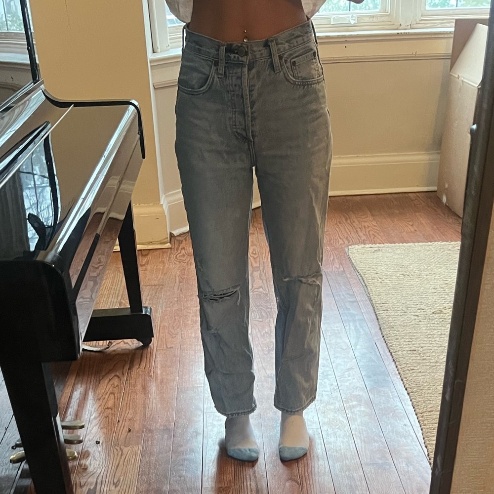 Denim Forum- ripped high waisted jeans